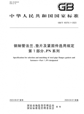 鋼制管法蘭、墊片及緊固件選用規(guī)定 第1部分：PN系列國標/T 43079.1-2023