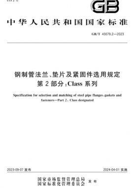 鋼制管法蘭、墊片及緊固件選用規(guī)定 第2部分：Class系列國標/T 43079.2-2023